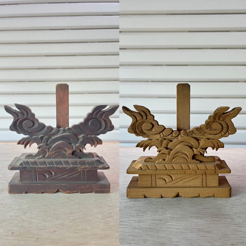 内野塗装エアー鉋実例 神鏡台